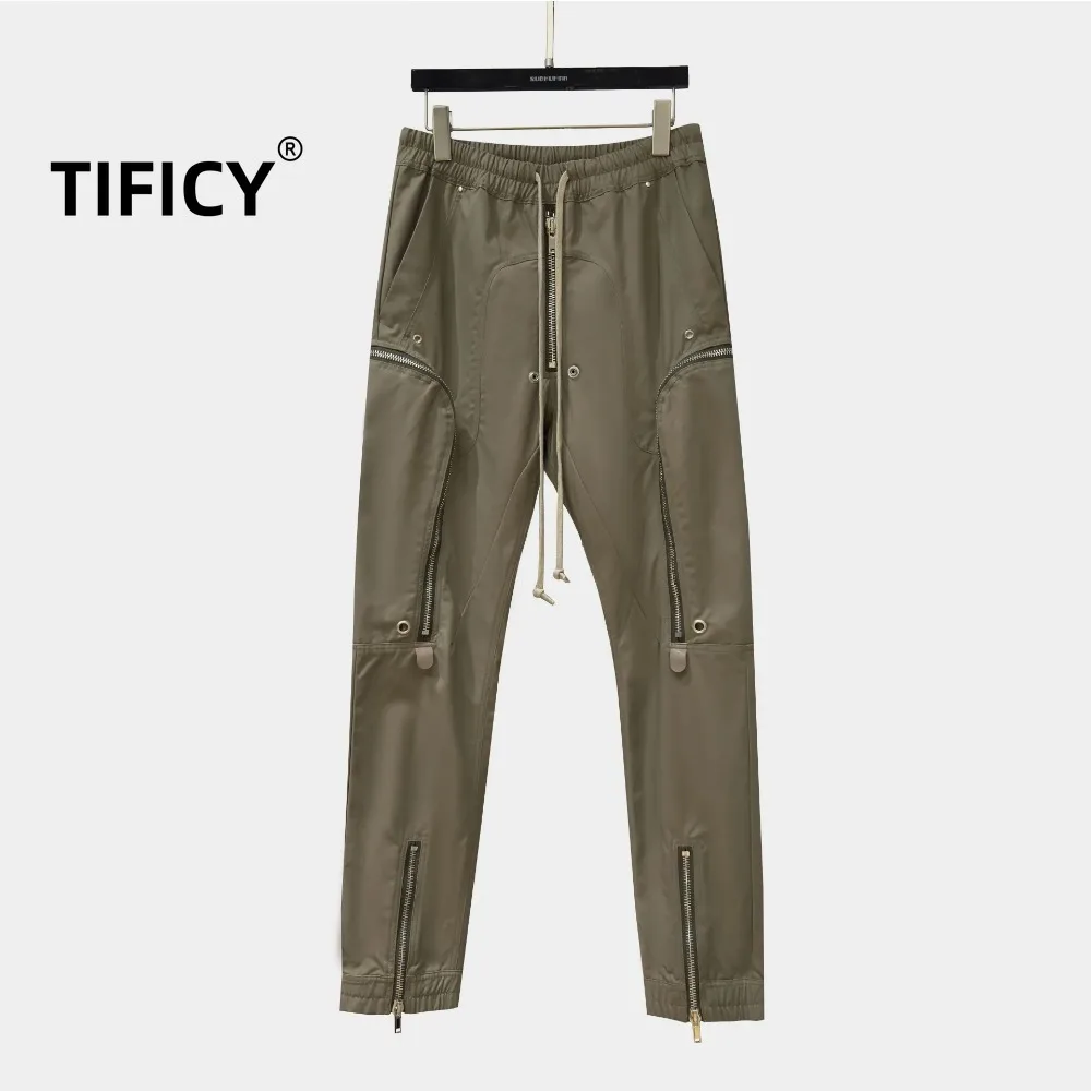

High Street Dark RO Pants Men's Work Pants with Multiple Zippers Casual Calf Dark Style Motorcycle Streetwear Pant