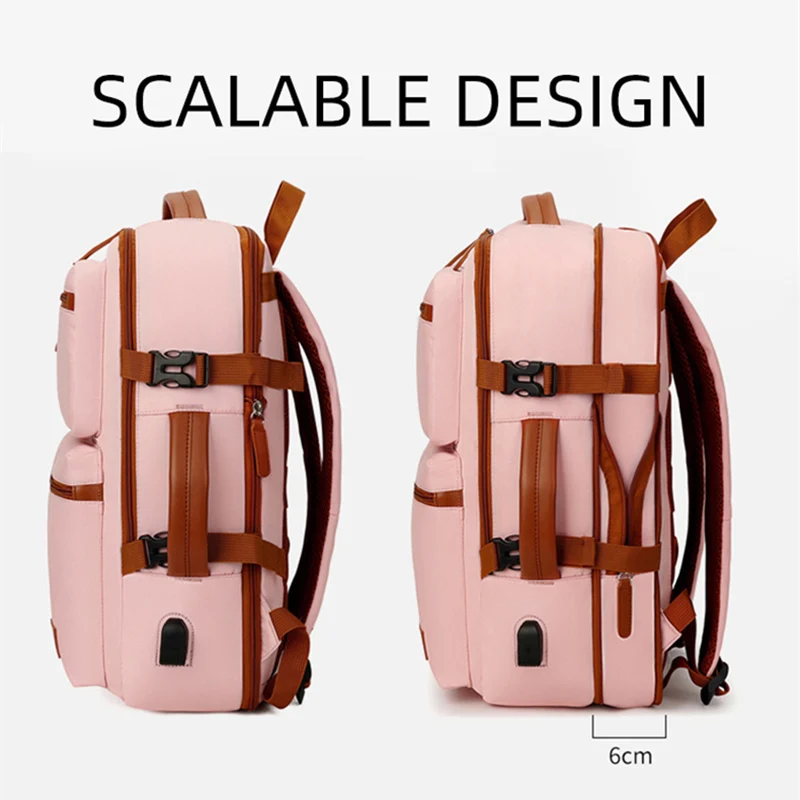 Women Backpack Business Computer Rucksack Waterproof Knapsack with USB Charging and Scalable Outdoor Large Capacity Travel Bag