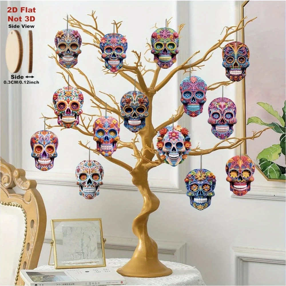 2D Flache Wandmasken, vielseitige Feiertagsdekoration für Zuhause, einfach aufzuhängen, kein Werkzeug erforderlich, keine Stromversorgung nötig, Halloween, Weihnachten, Tag der Toten – Detail 7