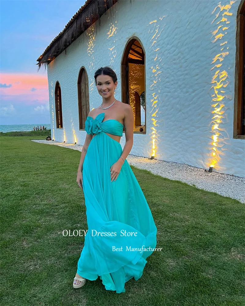 OLOEY Sexy Hunter Long Evening Dresses Sweetheart Silk Beach Side Split Floor Length Beach Prom Gowns Formal Party Dress