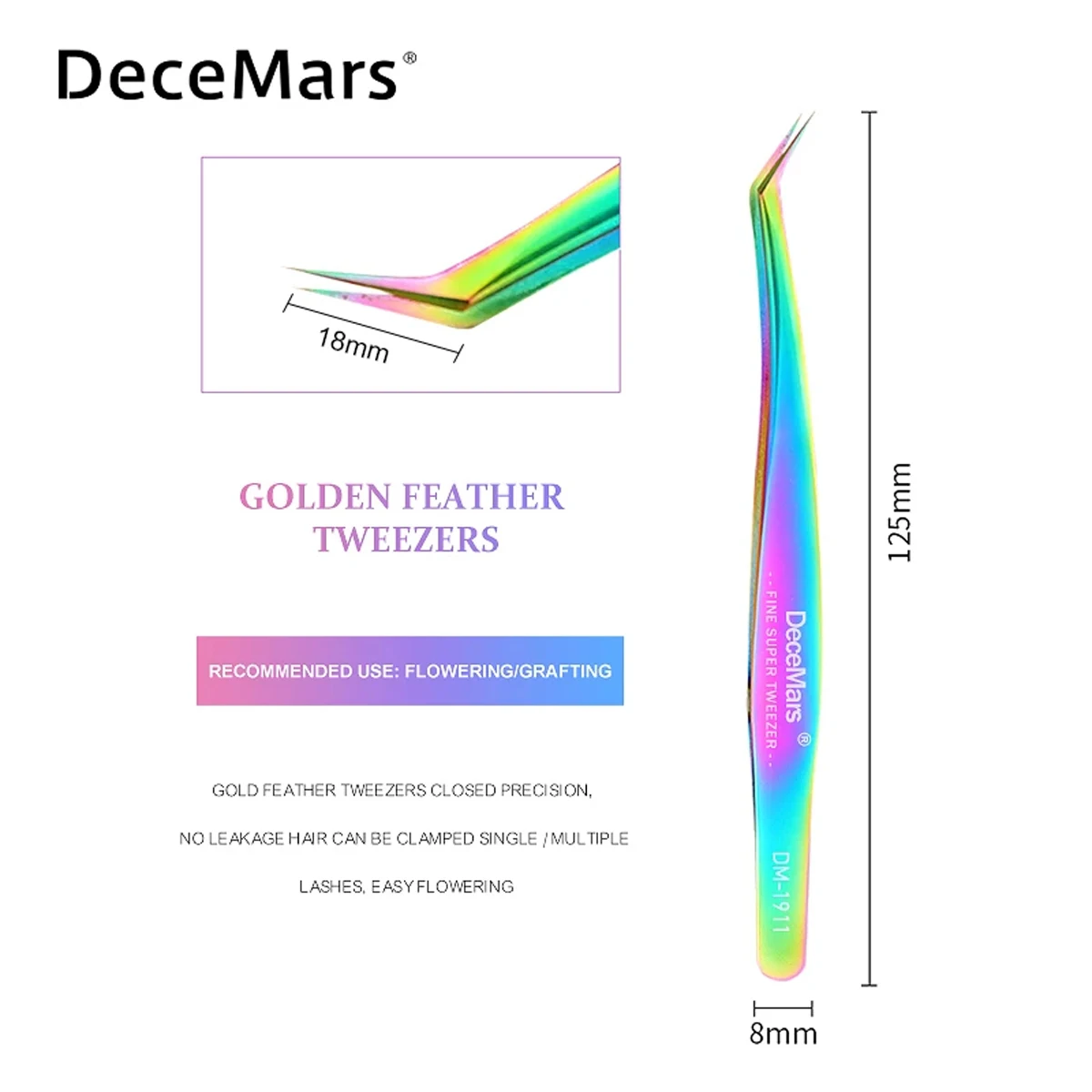 디세마스 DM-1911 볼륨 래쉬 연장용 핀셋 속눈썹 연장용 전문가용 스테인리스 스틸 도구
