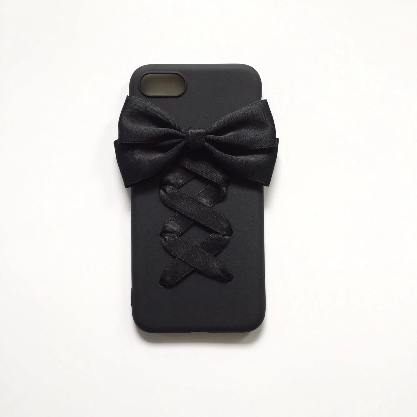 Sweet Girl Lolita Black Bowknot Case for I15 16 Pro Max Soft Phone Case Handmade Women Phone Covers for IPhone 11 12 13 14