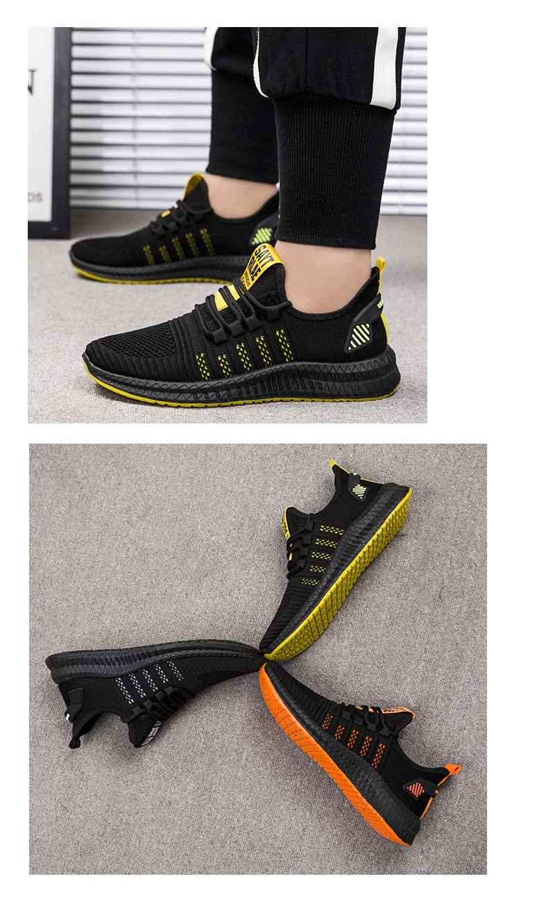 Lightweight Running Shoes for Men Outdoor Breathable Men's Sports Shoes Anti-slip Male Sneakers Fashion Knit Lace-up Footwear