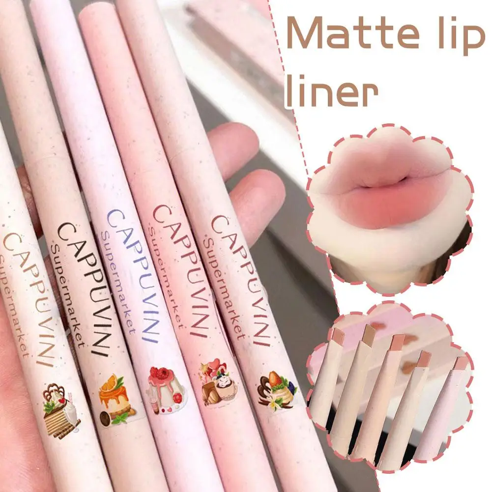 Leite fosco suave lábio forro caneta batom de longa duração contorno à prova dwaterproof água batom lápis nude rosa matiz labial maquiagem
