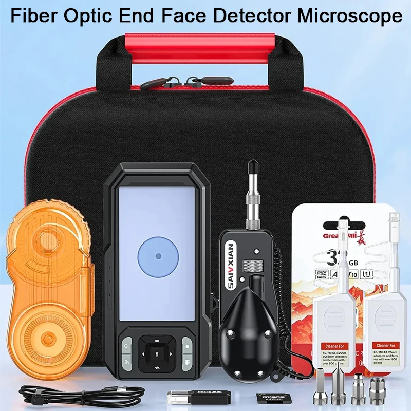 SAIVXIAN A-600V Fiber Optic Inspection Scope End Face Detector Microscope Optical Cleaning Tool for Precision Optical Components