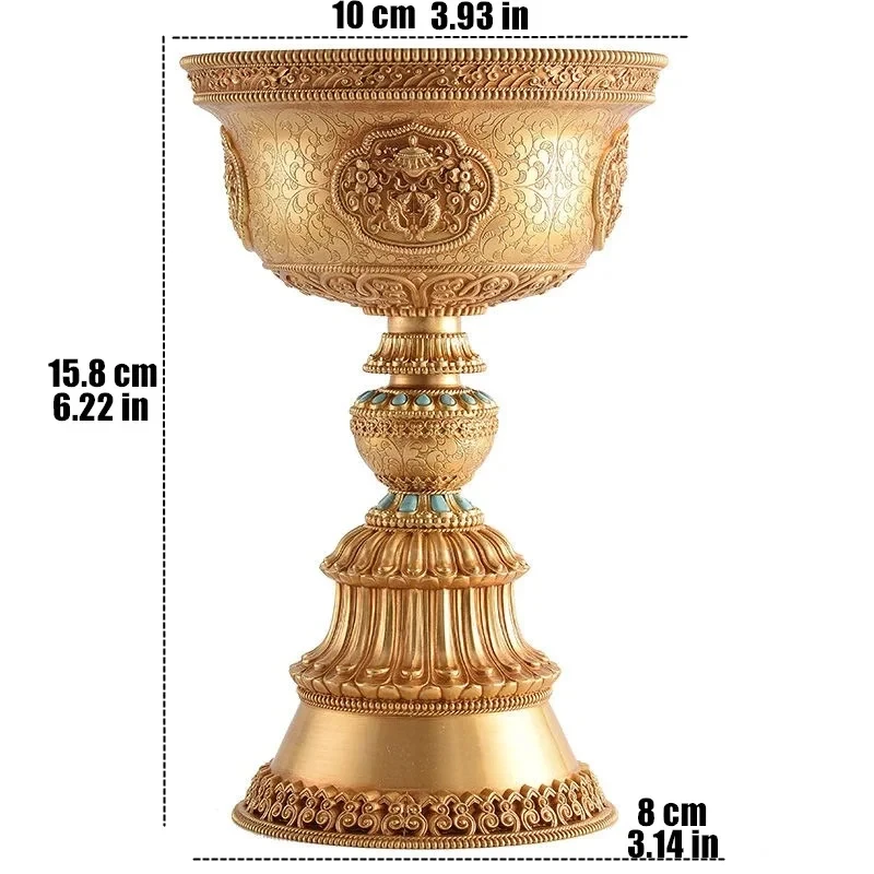 

Tibetan Brass Candle Lamp Handicraft Embossed Inlaid Gem Tantric Candlestick Buddhist Wedding Altars Indoor Desktop Decoration