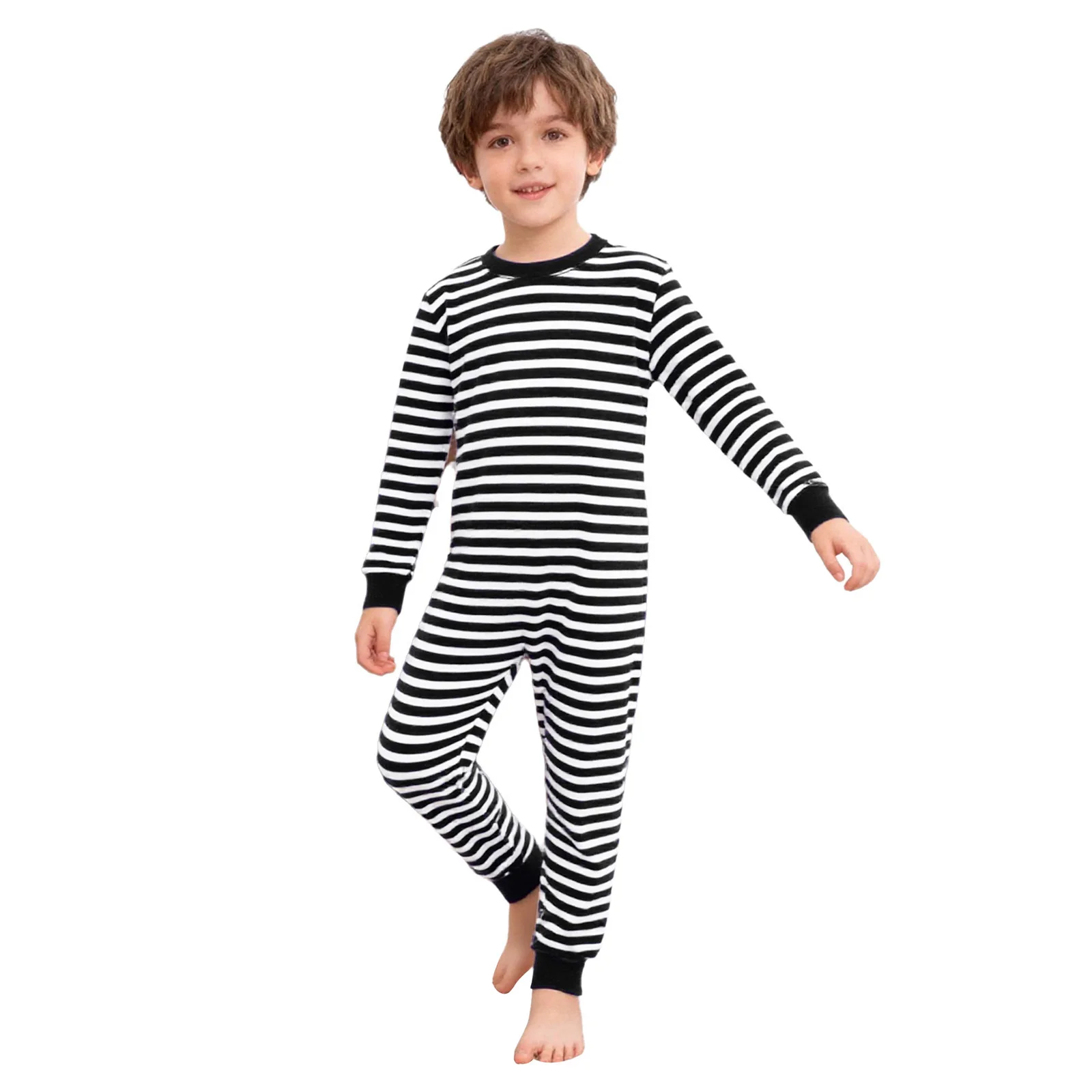 

Kids Boys Girls Special Needs Adaptive Clothes Cotton Round Neck Long Sleeve Full Length Zipper Stripes Color Block Jumpsuit