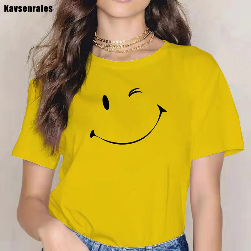 Men Women Fashion Simple Design Smiling Face Funny and Humorous Design Casual Spoof Plus Size Short Sleeve T-shirts