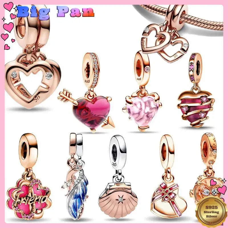 

S925 Sterling Silver Rose Gold Snowflake Heart Magic Ball Charm Pendant Fit Original Bracelet For Women Diy Jewelrymaking 2025