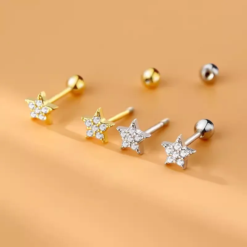 Tragus Piercing damskie kolczyki koła z łańcuszkiem Helix gwiazda motyl korona cyrkon ucho Rook Daith Sung biżuteria do ciała prezent CC084 — zdjęcie 4