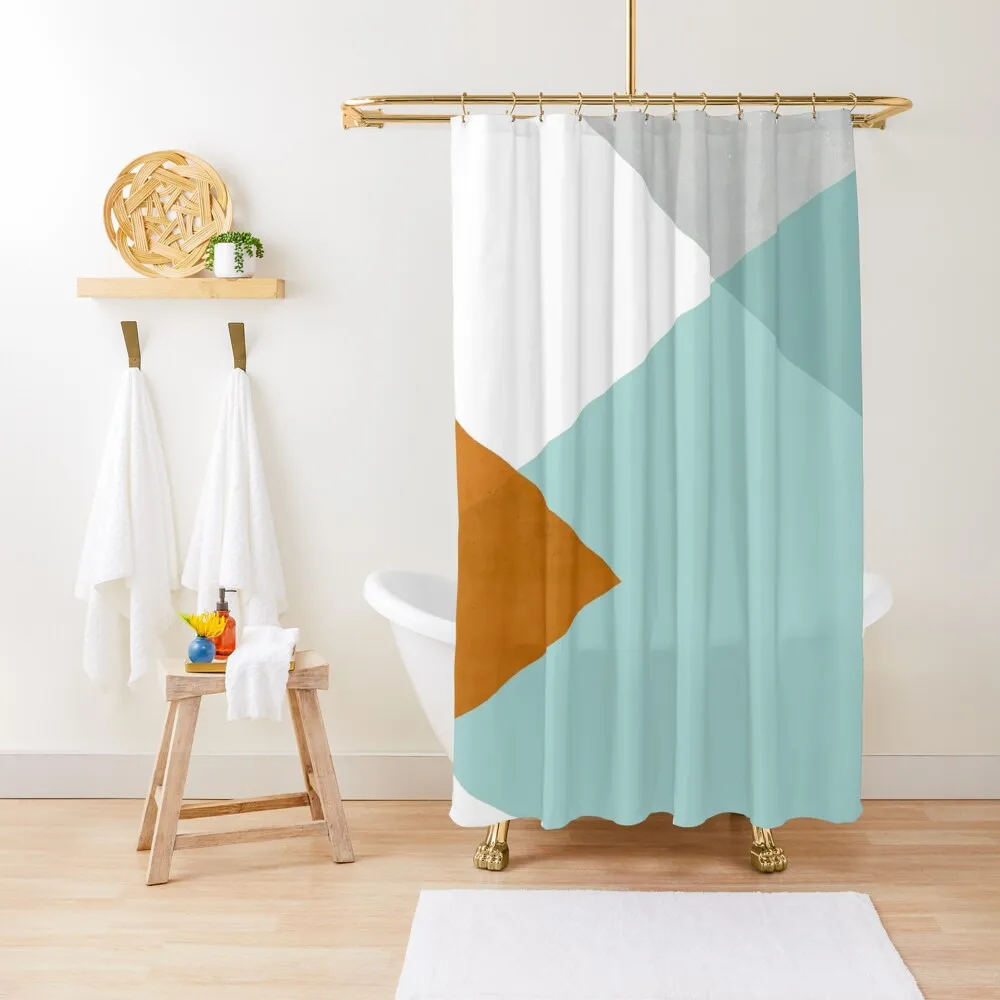 

Geometrics - aqua & orange concrete Shower Curtain In The Bathroom Anime Shower Curtain