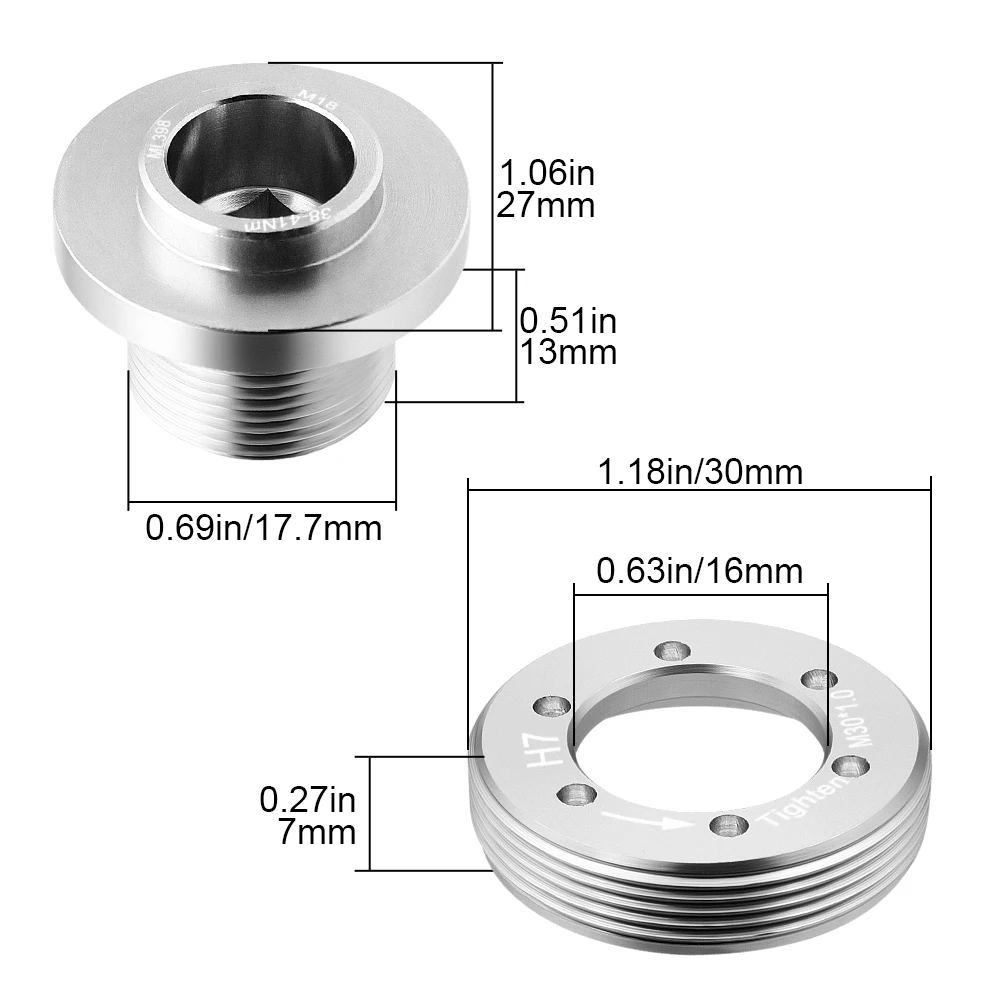 

Bike Crank Bolt for FSA Dental Disc | 30mm Spindle Hex Screw Replacement | High-Strength Aluminum Alloy Threaded Fastener