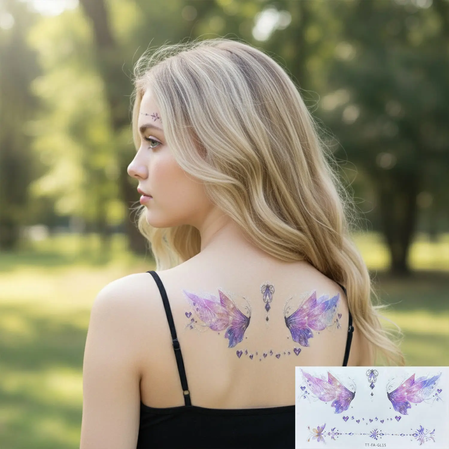 Glitter Angel Face Stickers Colorful Waterproof Non Toxic Temporary Tattoo for Festival Eye Corner Decoration Elegant - view 6