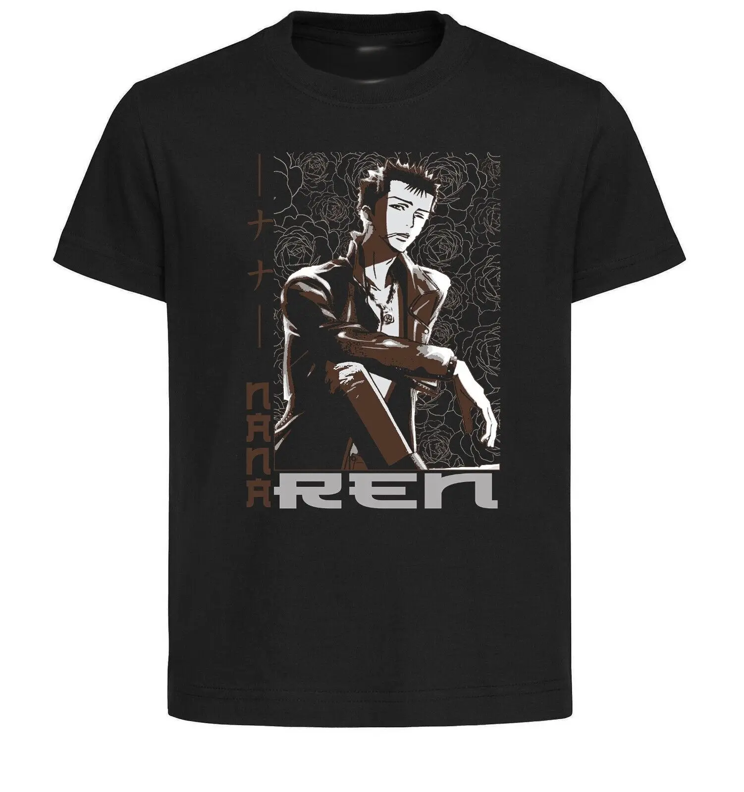 Unisex Black Japanese Style T-Shirt - Nana - Ren Honjo SA1039-