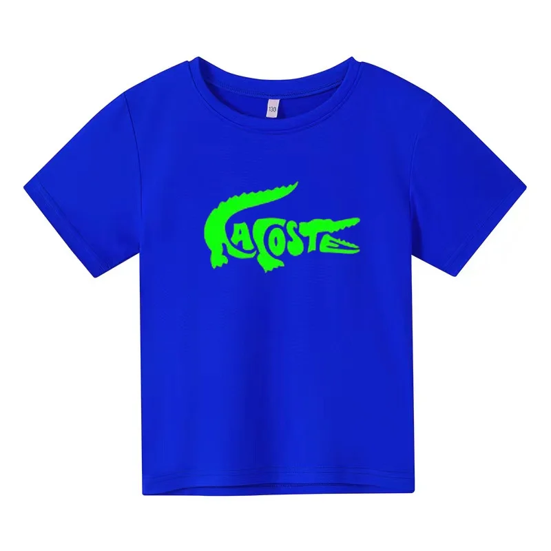 T-shirt de sport de plein air pour garçons et filles, haut de loisirs, col rond, lettres imprimées de dessins animés, enfants de 2 à 12 ans, nouveau