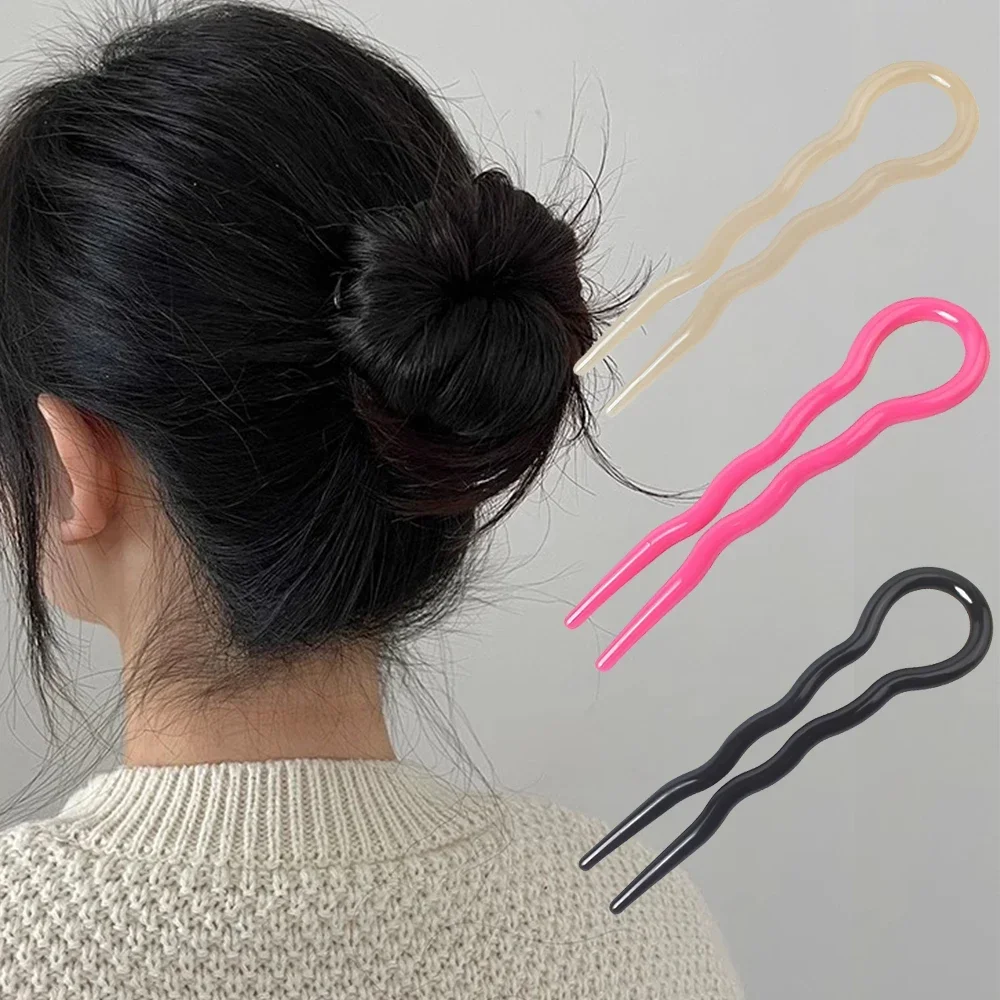 New Design Retro Barrettes Hair Bun U-Shaped Hair Sticks Clip Hairpins Woman Girls Ponytail Meatball Head Sweet Hair Accessories