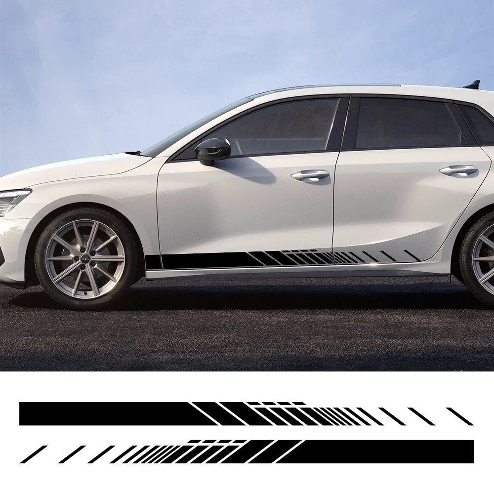 2PCS Car Side Body Stripes Sticker Car Vinyl Decal Accessories For Audi A3 8V 8P 8Y 8L Sedan TFSI Sportback S3 RS3 Limousine TDI