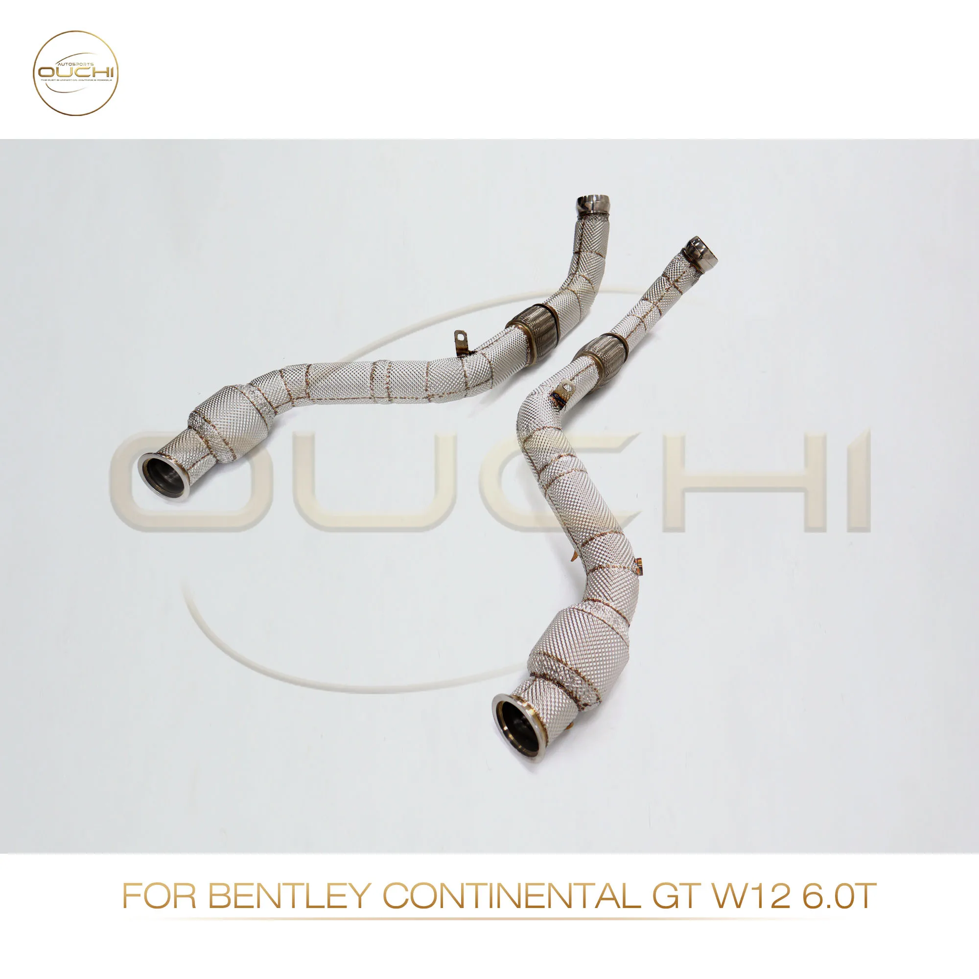 OUCHI Pipa Bawah Performa Sistem Knalpot Baja Tahan Karat Langsung Pabrik untuk Bentley Continental GT W12 6.0T dengan Pelindung Panas