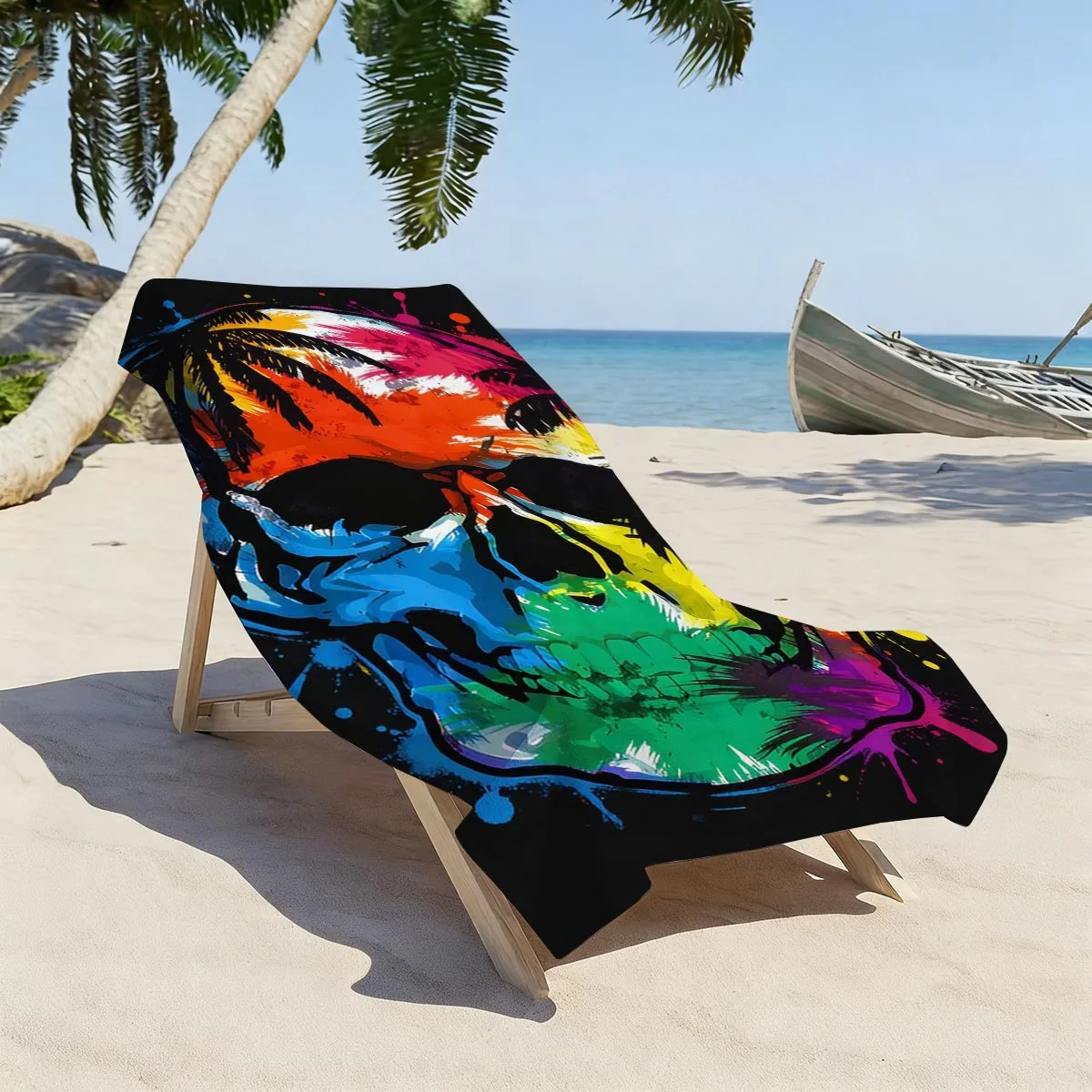 Skull Print Microfiber Beach Towel Quick Dry Absorbent Adult Bath Towel Sand Free Travel Towel Beach Essentials Gift ForVacation