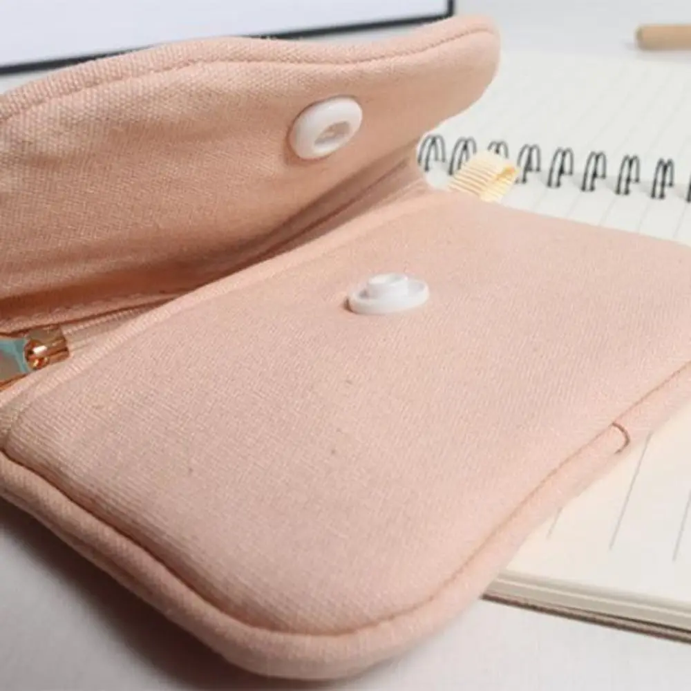 Portable Mini Cash Wallet Cotton Solid Color Cosmetic Bag Lightweight Soft Storage Bag Lipstick