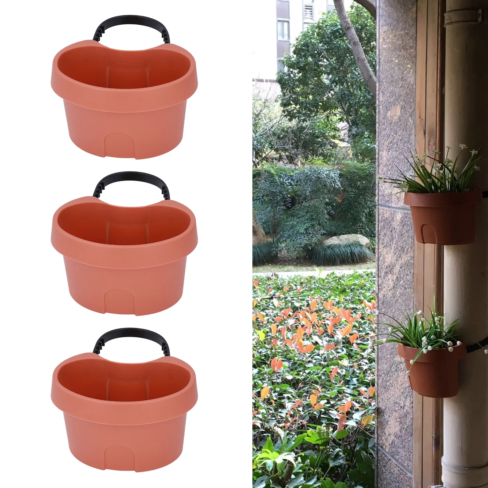 

Flower Pot With Adjustable Strap Plastic Drain Pipe Flower Container Succulent Seedling Pot For Outdoor Balcony