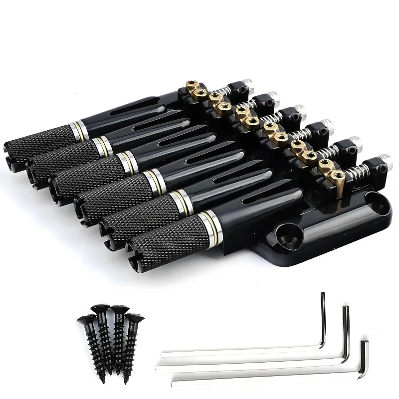 Suitable For Headless Electric Guitar,10.5mm 6 String Guitar Bridge,Brass Saddle Tailpiece for Headless Guitar