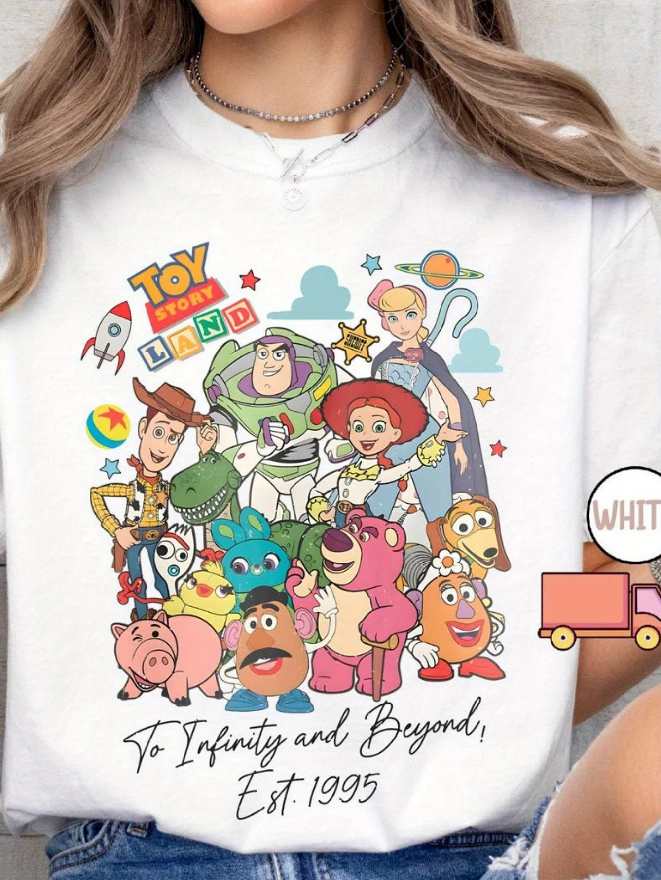 تيشيرتات ديزني توي ستوري الصيفية للرجال والنساء بأكمام قصيرة مع Buzz Lightyear Woody and Friends #2