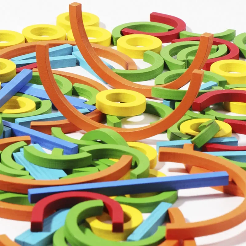 몬테소리 나무 창의력 막대와 링 지능 게임 유아 교육용 장난감