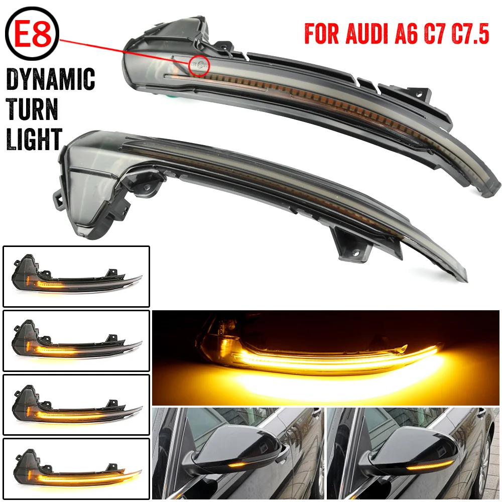 Lampu spion LED dinamis, lampu sinyal belok berurutan untuk Audi A6 C7 S6 4G 2012-2018