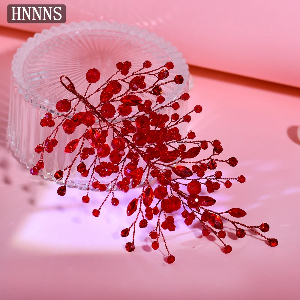 

HNNNS Bridal Crystal Headwear Shiny Leaf Design Headband Wedding Prom Party Headpiece Handmade Elegant Hair Accessories A235