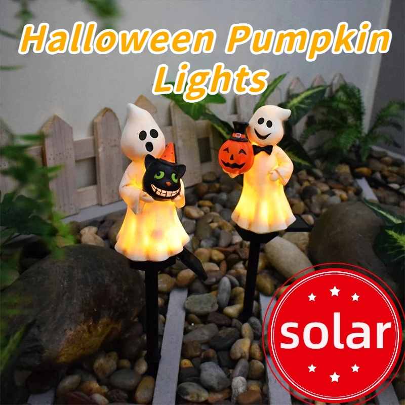 

Solar Halloween Pumpkin Lights Waterproof Pathway Decor with LED Auto On/Off Spooky Lighting for Gothic Garden Yard & Porch