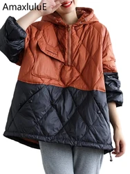 Amax luluE 2024 moda de invierno suelta acolchada diseño Jeacket mujeres Casual cálido Parkas con capucha señoras de lujo clásico abrigos de gran tamaño