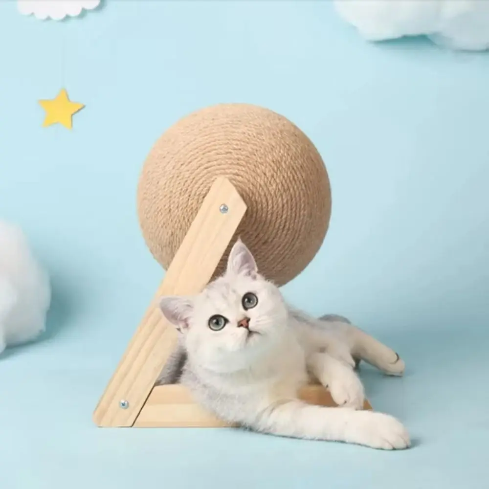 

Kitten Toy Non-falling Off Cat Scratching Ball Grinding Sisal Rope Cats Scratcher Wear-resistant Wooden Pet Supplies For Kittens