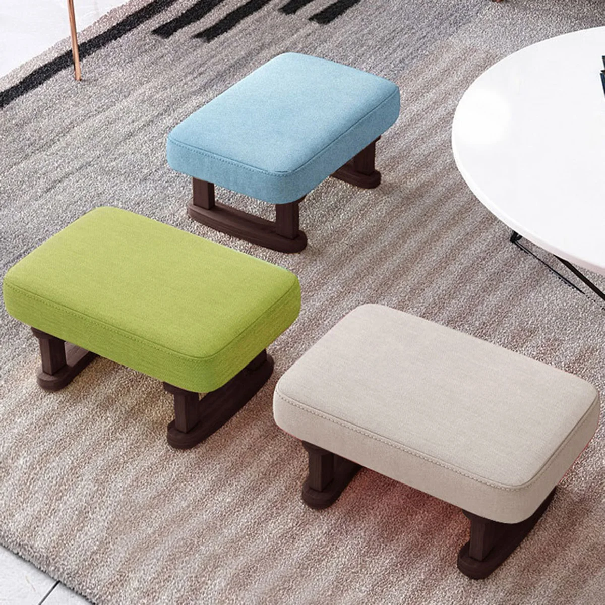 

1PC Sofa Stool With Soft Cushion Shoe Changing Retro Small Stool Light Blue Shoe Changing Stool For Entrance Living Room