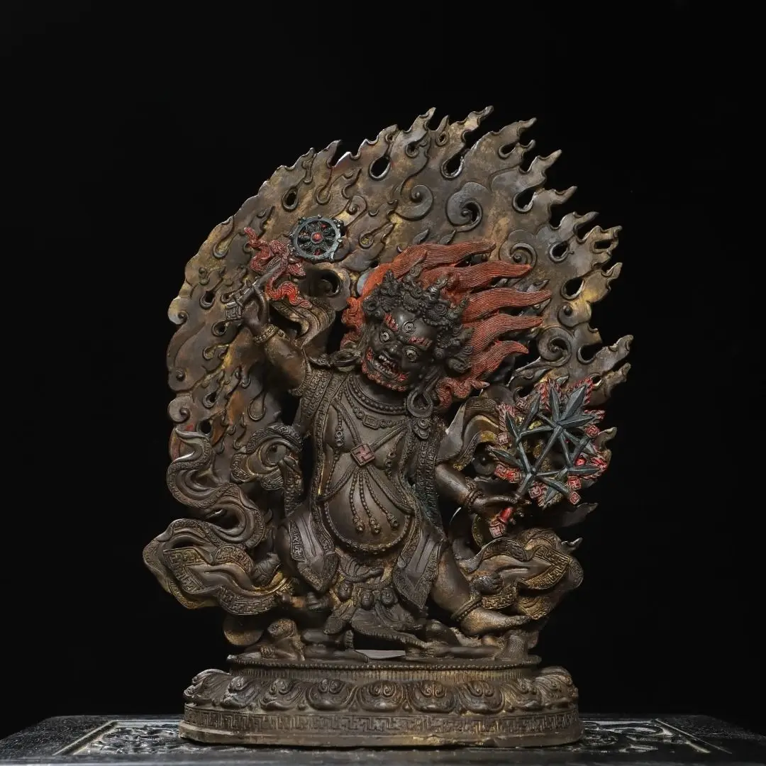 Tibetan Buddhism Mahakala Statue Tantric Tantric Wrathful Dharma Protector Sculpture Home Temple Buddha Shrine Meditation Decor