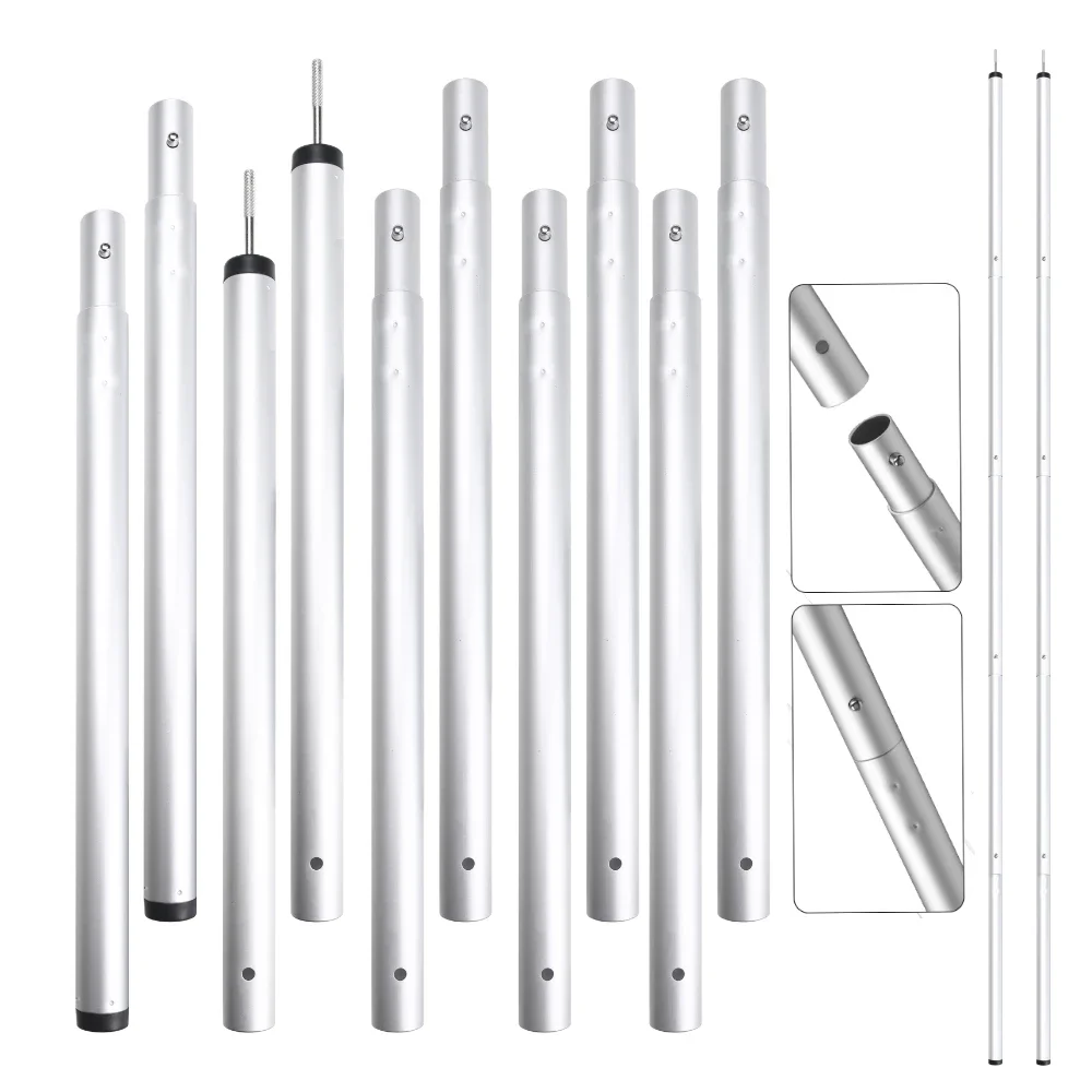 

Set of 2 Telescoping Tent Poles Tarp Poles Adjustable Aliuminum Alloy Camping Tarp Pole for Outdoor Canopy Awning Rain Shelter