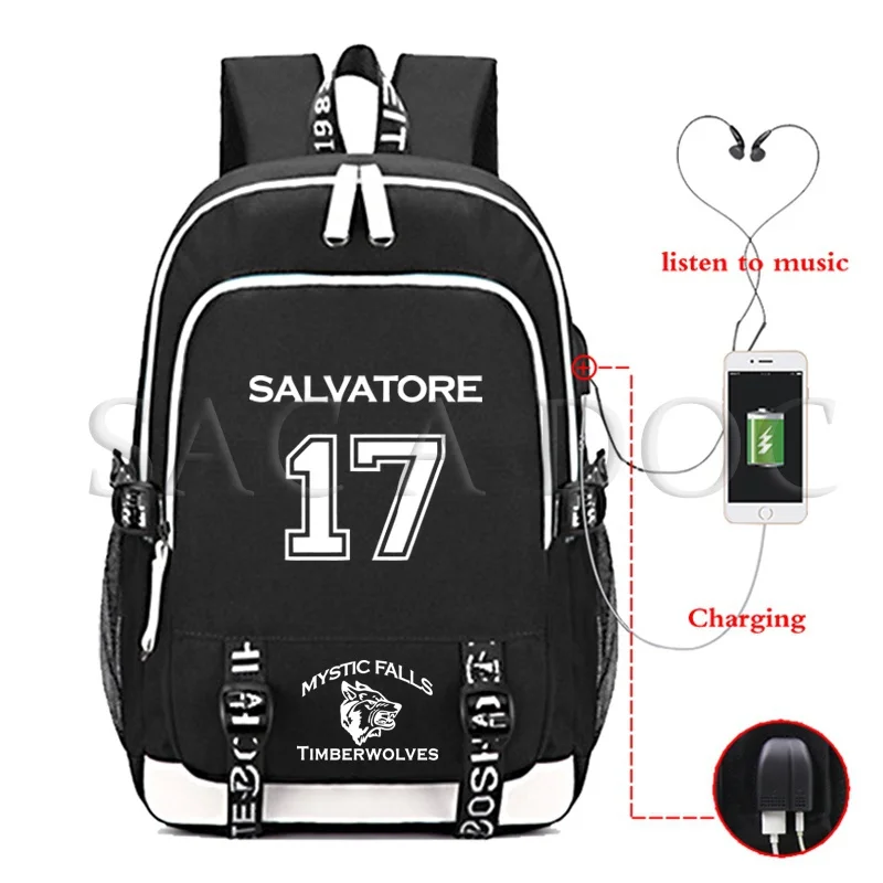 

The Vampires Diaries USB Charging Backpack Men Women Fashion Casual Travel Laptop Rucksacks Teens School Backpack Bags