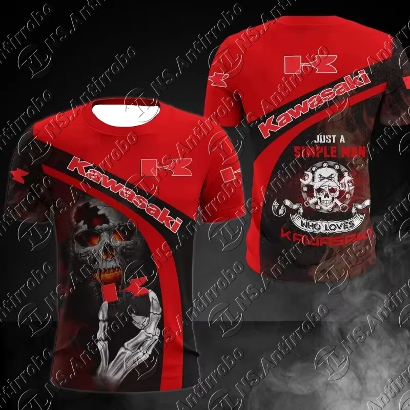

Men's T-shirt, Kawasaki riding motorcycle breathable T-shirt, quick drying, sweat absorbing, 3D printed T-shirt, summer T-shirt