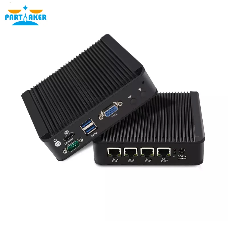 جهاز توجيه ناعم بدون مروحة Intel Celeron J4125 كمبيوتر صغير رباعي النواة 4x Intel i225-V 2.5G LAN HD VGA pfSense جهاز جدار الحماية ESXI AES-NI