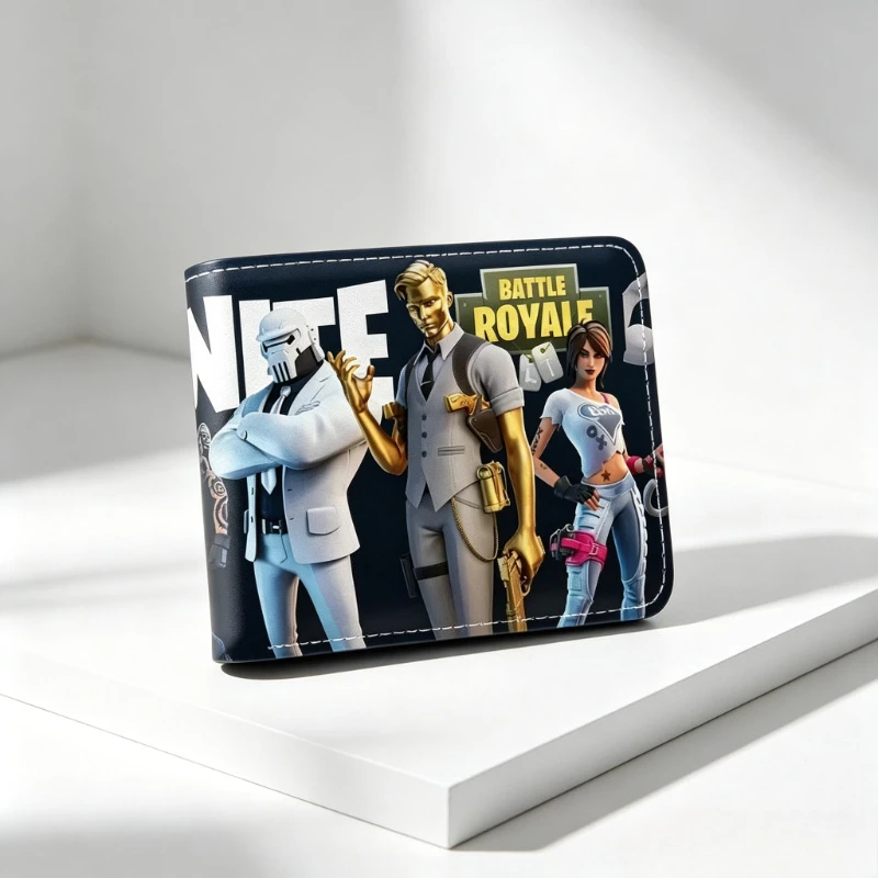 

Fortnite Cartoon PU Leather Short Bifold Wallet for Boys And Girls with Photo Card Holder Student Coin Bag