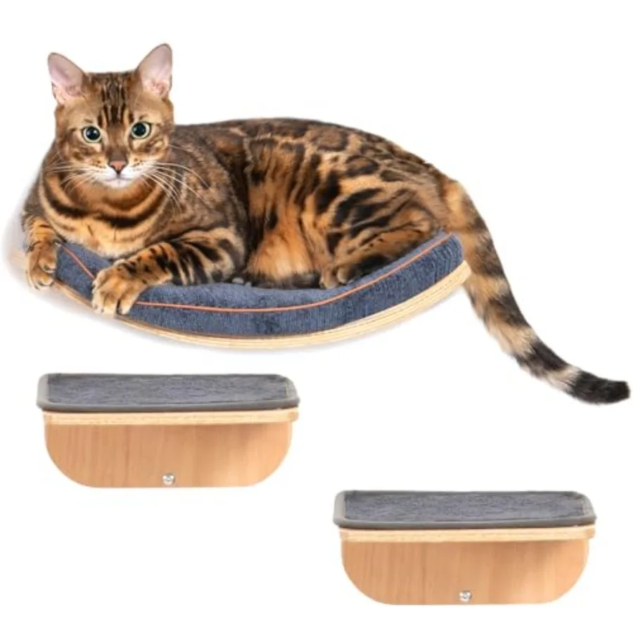 

Cat Wall Shelves for Cat Wall,,Ladder, Wooden Floating Modern Mounted Space Saving Furniture with Scratching Cushion Removal Co