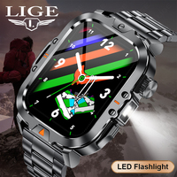 LIGE V17 LED Light Smart Watch Men Bluetooth Call Outdoor Sport Bracelet IP68 Waterproof CNC AI Voice Smartwatch For Android IOS