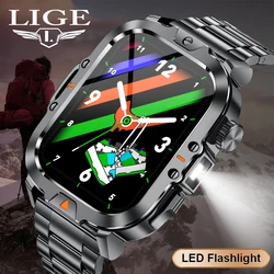 LIGE V17 LED Light Smart Watch Men Bluetooth Call Outdoor Sport Bracelet IP68 Waterproof CNC AI Voice Smartwatch For Android IOS
