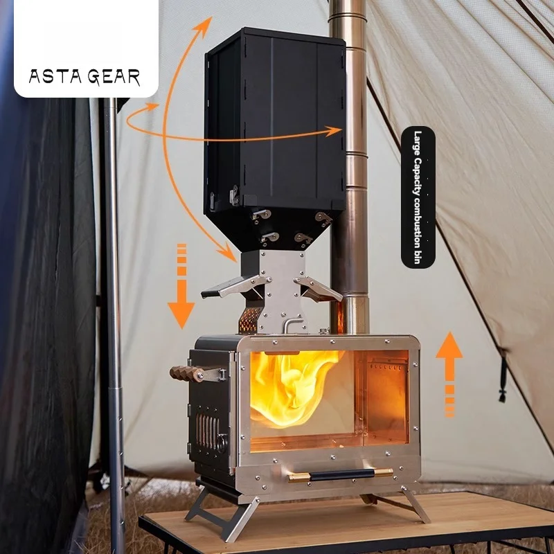 Imagem -02 - Asta Gear- Chama tv Lareira Lenha Particle Furnace Aquecimento Belt Barraca Outdoor Camping Fogão Aço Inoxidável