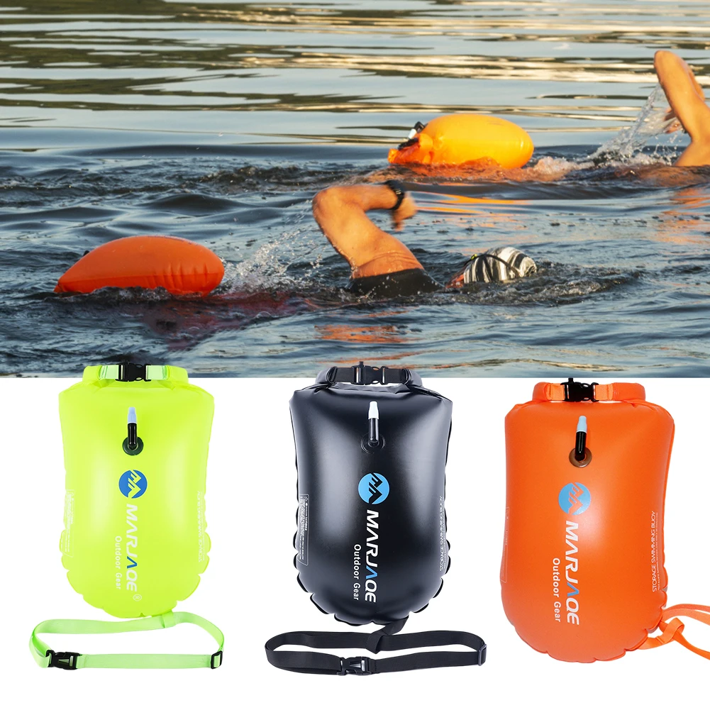 Life Buoy Storage Bag 20L PVC Inflatable Safety Swimming Buoy with Belt 12KG Buoyancy Lightweight for Water Sports