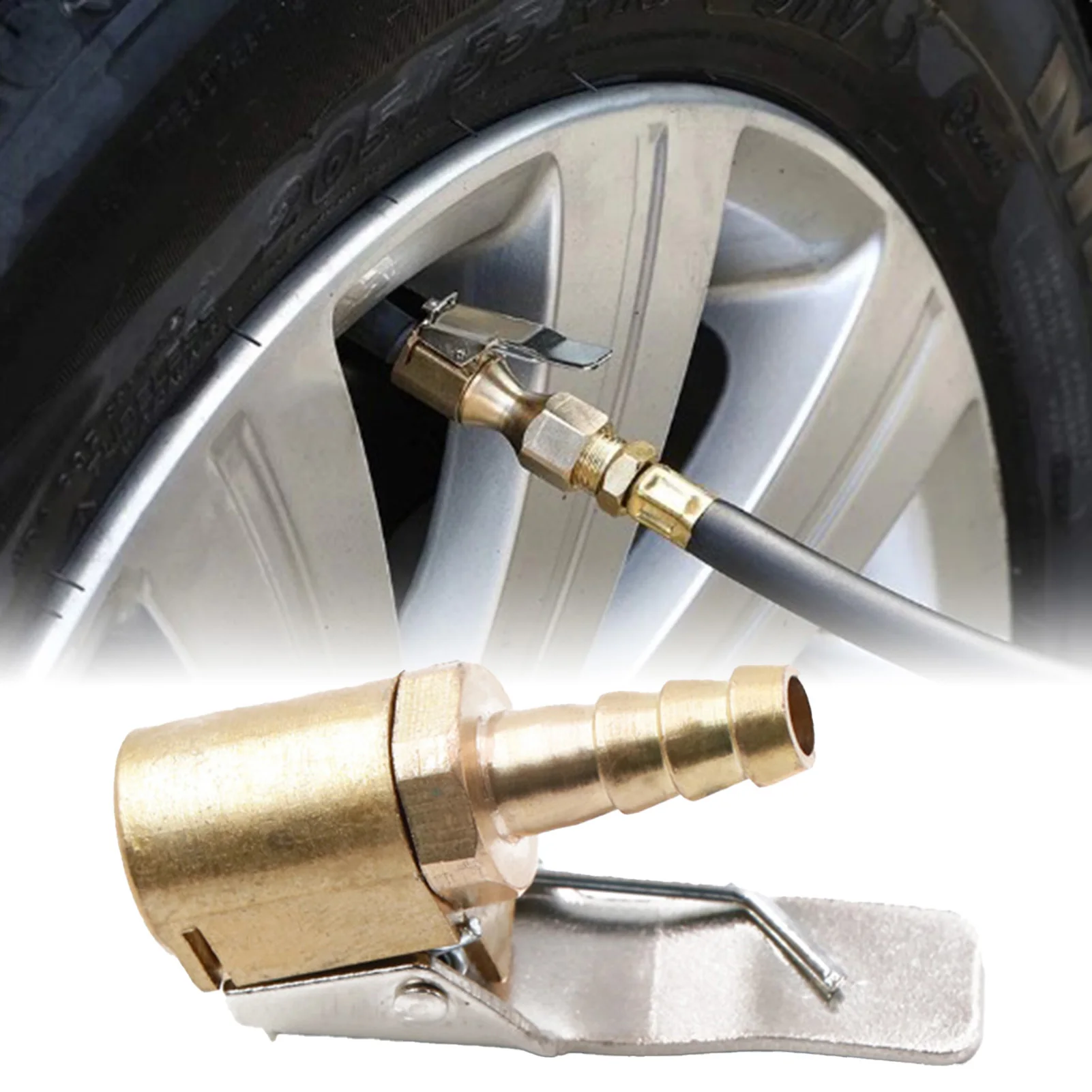 Tire Air Chuck with Clip Adapter Quick Change Clip-on Tyre Flush Inflator Plugs for Vehicle Inflator Compressor Pump