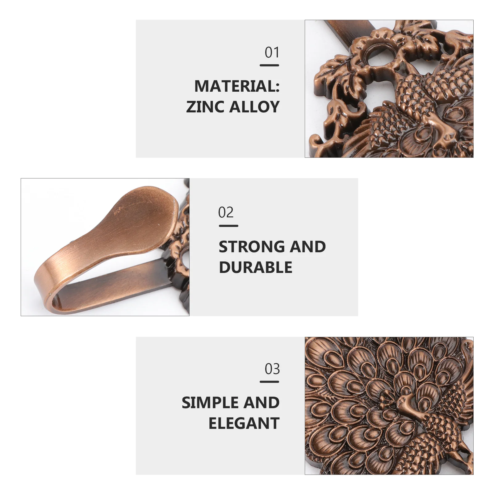 

1 Pair Zinc Alloy Brackets Wall-Mounted Curtain Fixing Holders Compact Design For Shower Curtain Household Stabilization