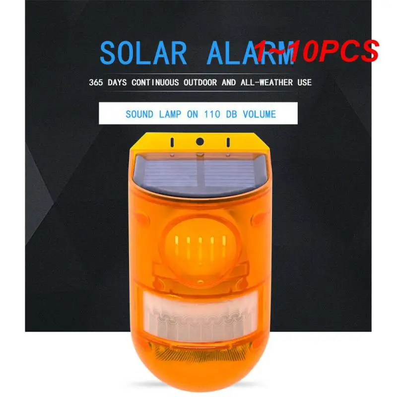 Solar Sound And Light Alarm Light 110 Decibels Wireless Ip65 Night Mode 365 Power Supply Motion Sensor For Orchards