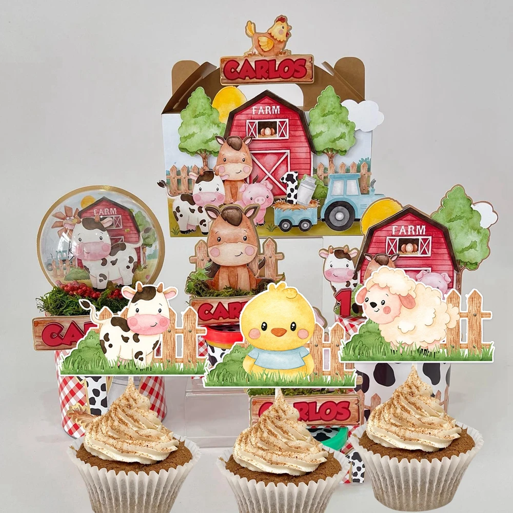 18 stücke Nutztier Cupcake Topper Karton Topper für Baby party Kinder Bauernhof themen orientierte Geburtstags feier Dekorationen DIY Kuchen liefert
