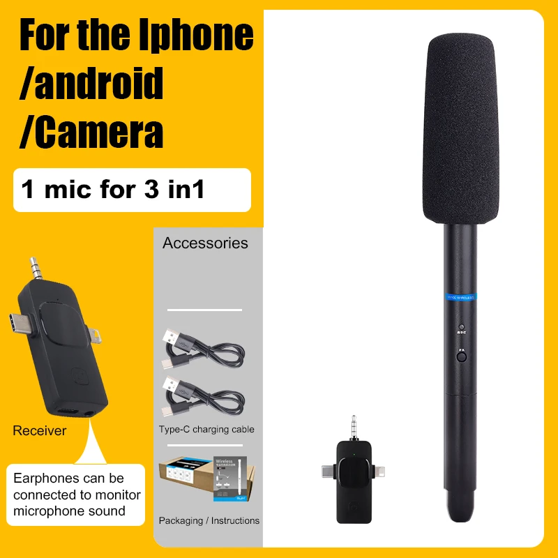 Wireless Interview Microphone Mobile SLR Camera Dedicated To News Reporters Outdoor Street Noise Cancelling Handheld Microphone